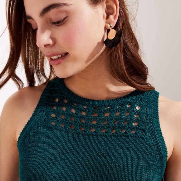 LOFT Dark Teal Emerald Knit Sweater Tank - Picture 2 of 10